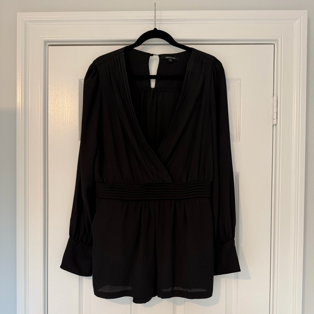Necessary Clothing Open Neck Pleated Short Romper